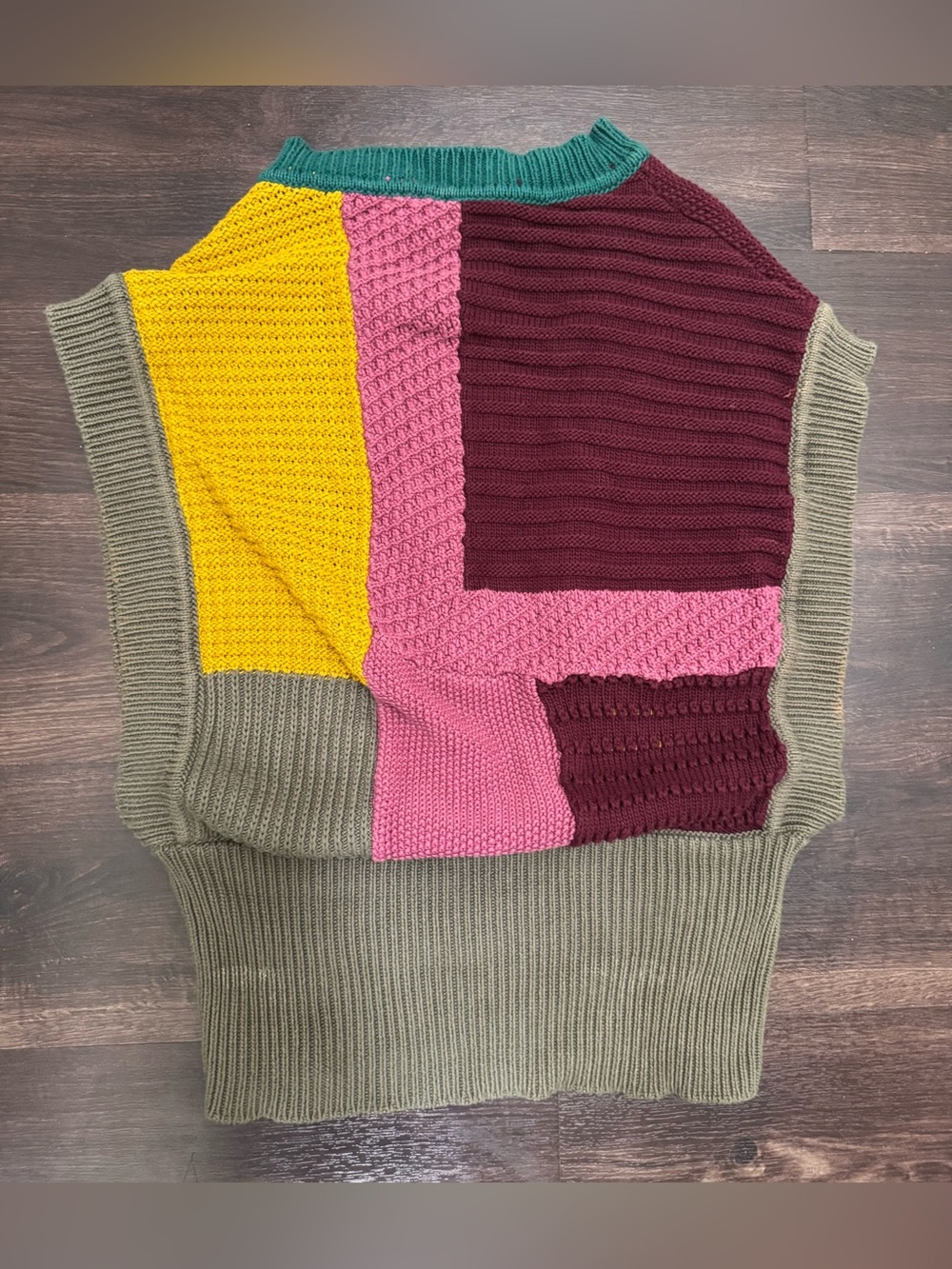 ZARA SRPLS XS 100% Cotton Made in Italy Patchwork Colorblock Knit Sweater Vest